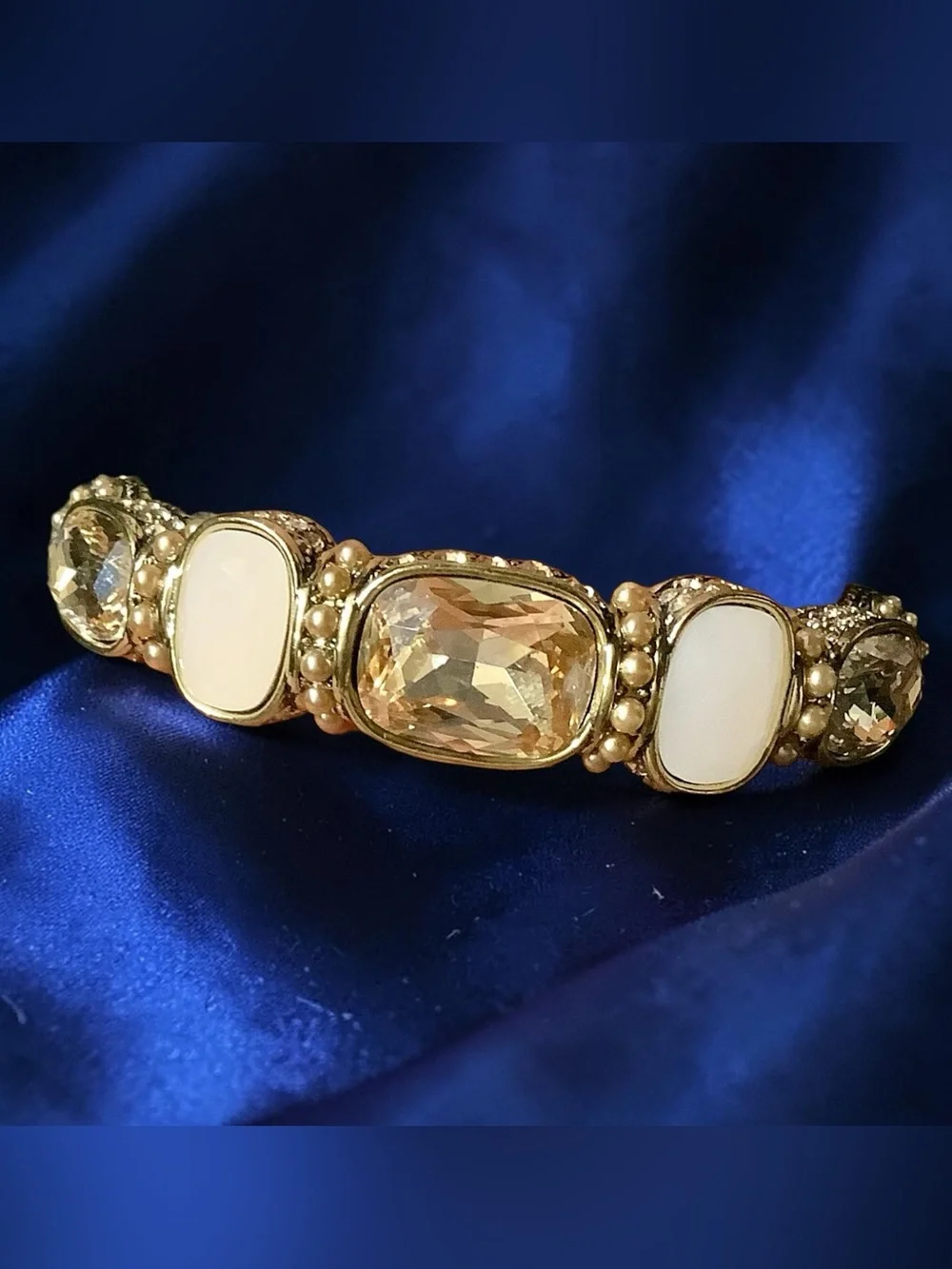 Heidi Daus  Blush Pink and Champagne Statement Piece Bracelet. NWOT